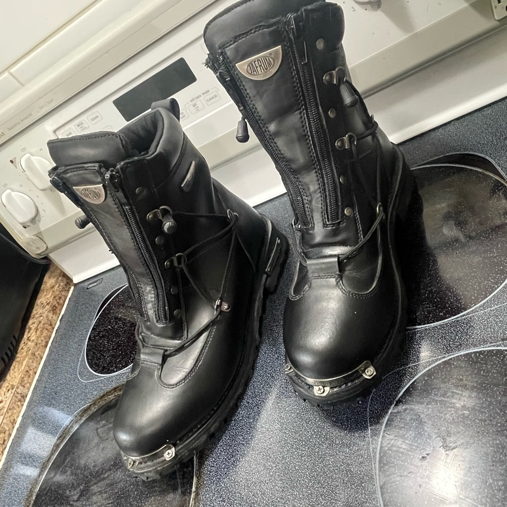 Jafrum leather double zipper biker boots